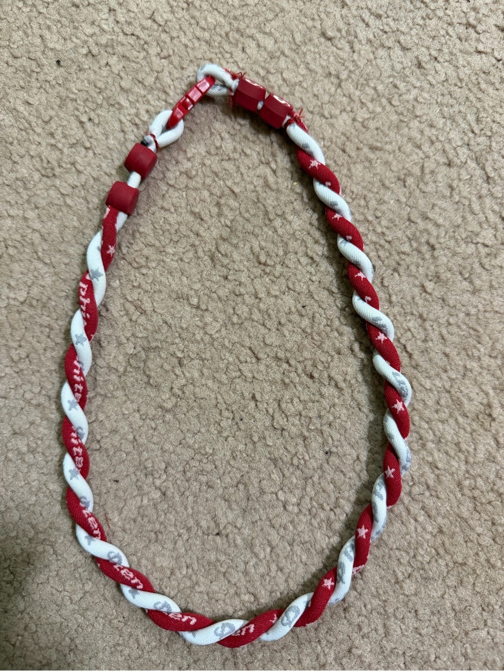 Phiten Philadelphia Phillies MLB Tornado Titanium Necklace Red White 22”